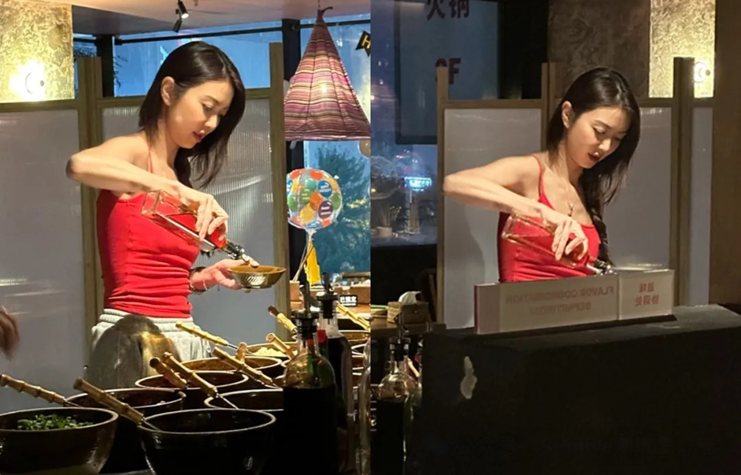 薛凯琪红吊带背心火辣，43岁依旧光彩照人